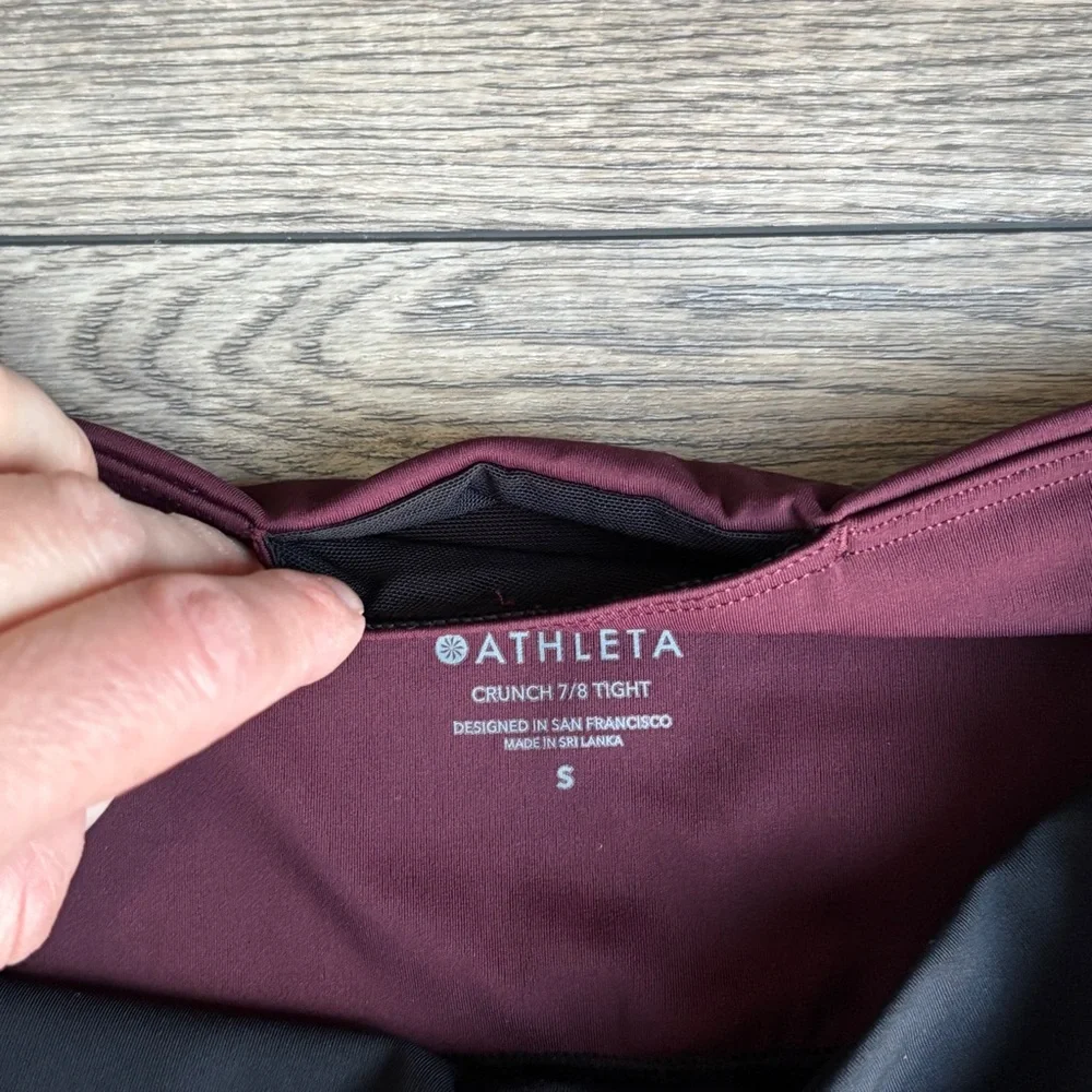Athleta Crunch Colorblock 7/8 Length Tight Leggings Supersonic Black Burgundy S - Picture 5 of 13